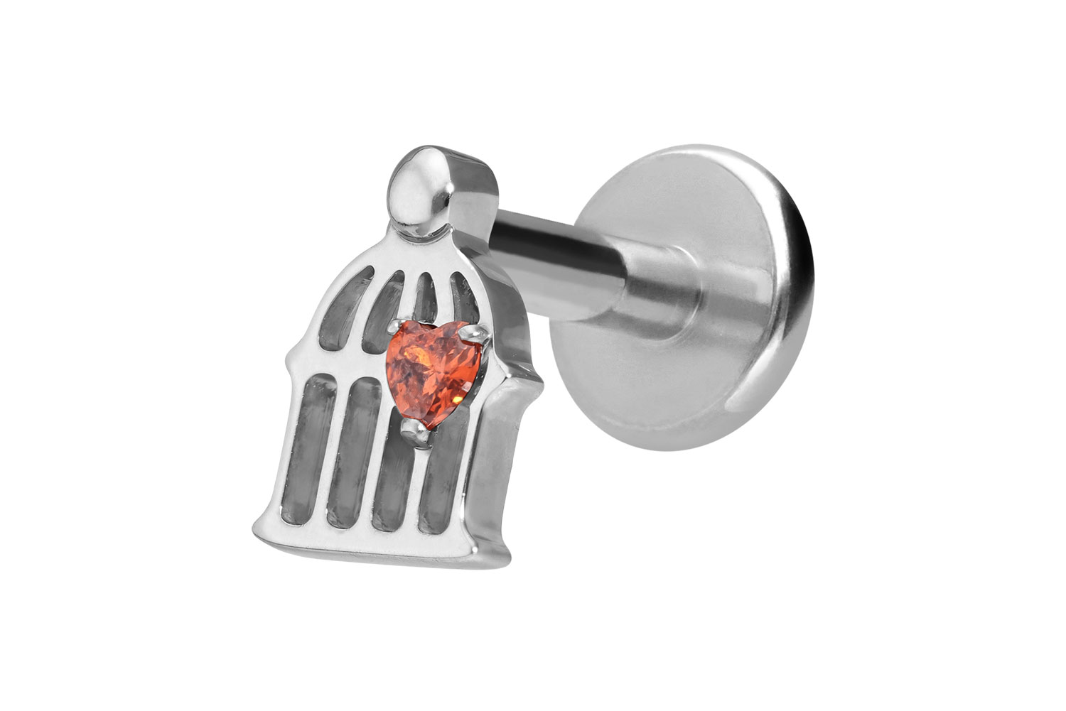 Titan Labret Piercing mit Innengewinde KÄFIG